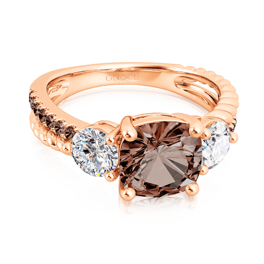 Brown Split Shank Three-stone Ring image number 2