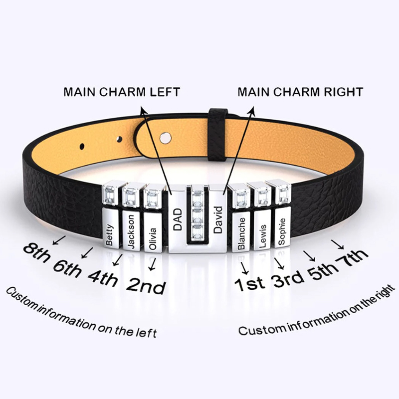 Black Punk DIY Leather Bracelet image number 4