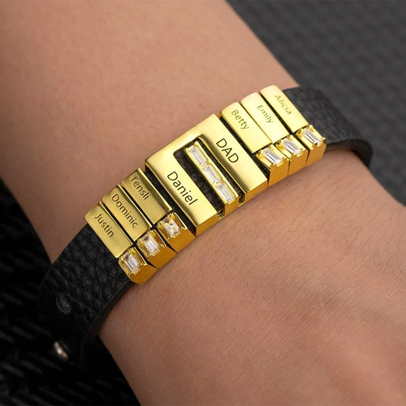 Black Punk DIY Leather Bracelet image number 5