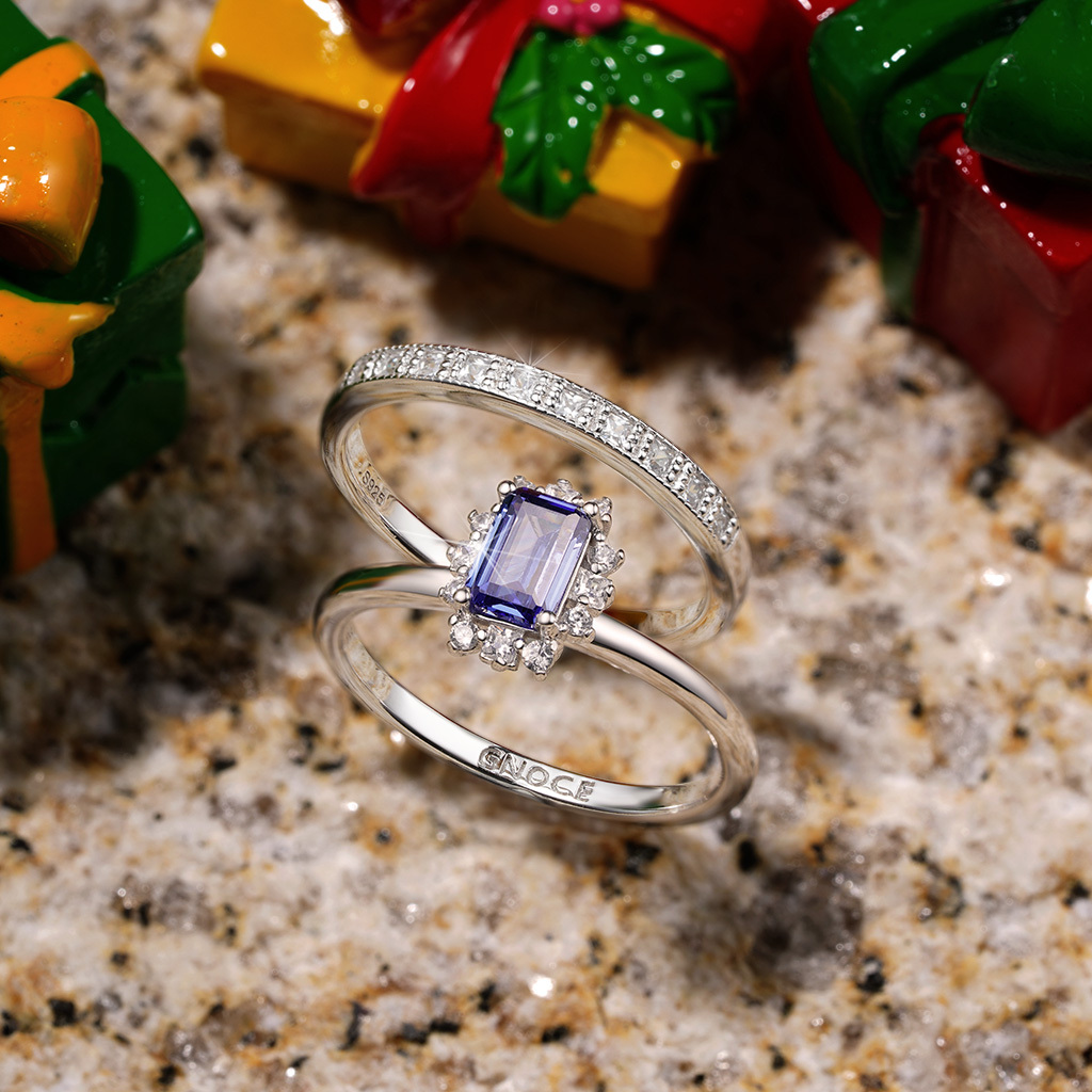 Tanzanite Blue Square Rings image number 2