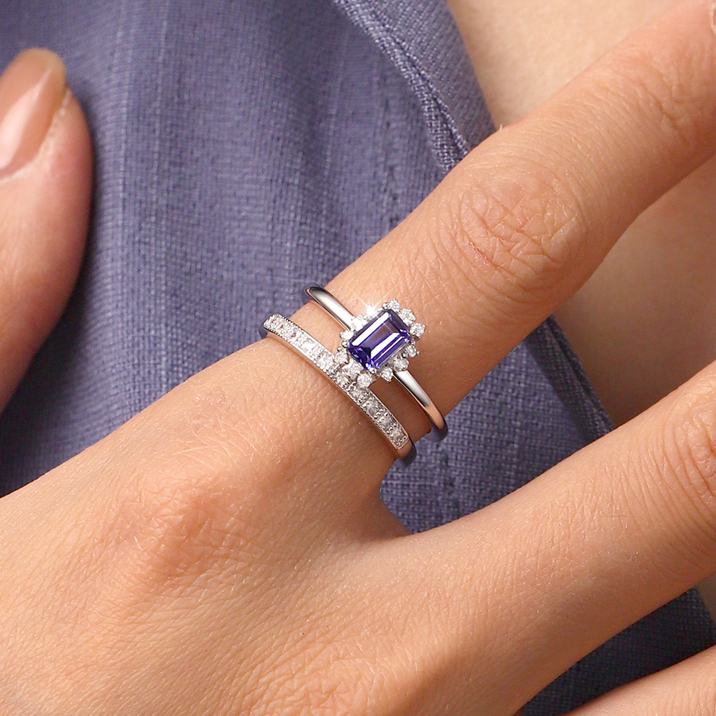 Tanzanite Blue Square Rings image number 3