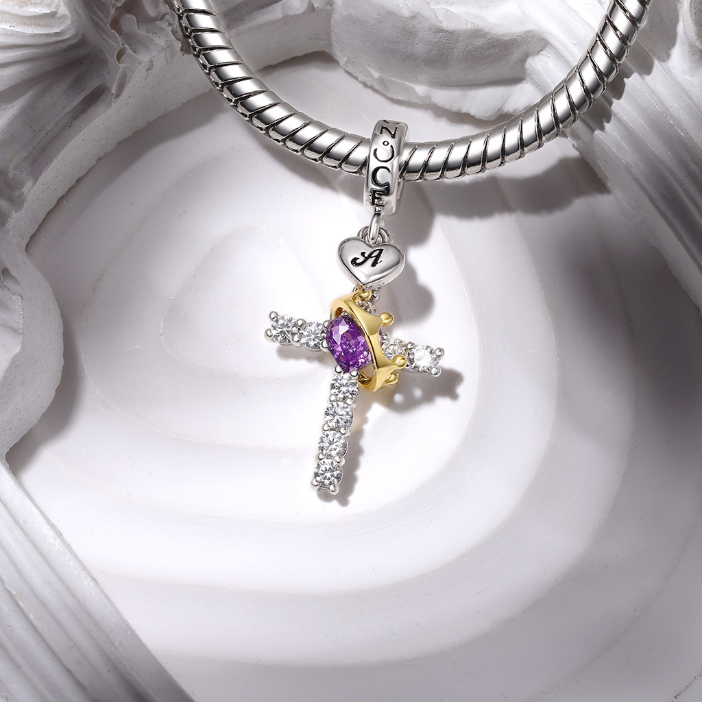 Gold Crown of Thorns Nail Cross Pendant image number 4