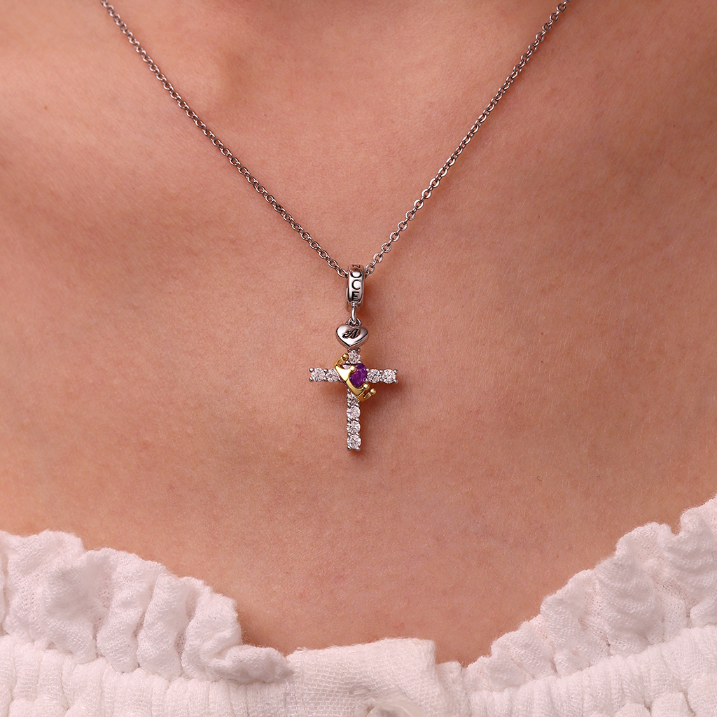 Gold Crown of Thorns Nail Cross Pendant image number 7