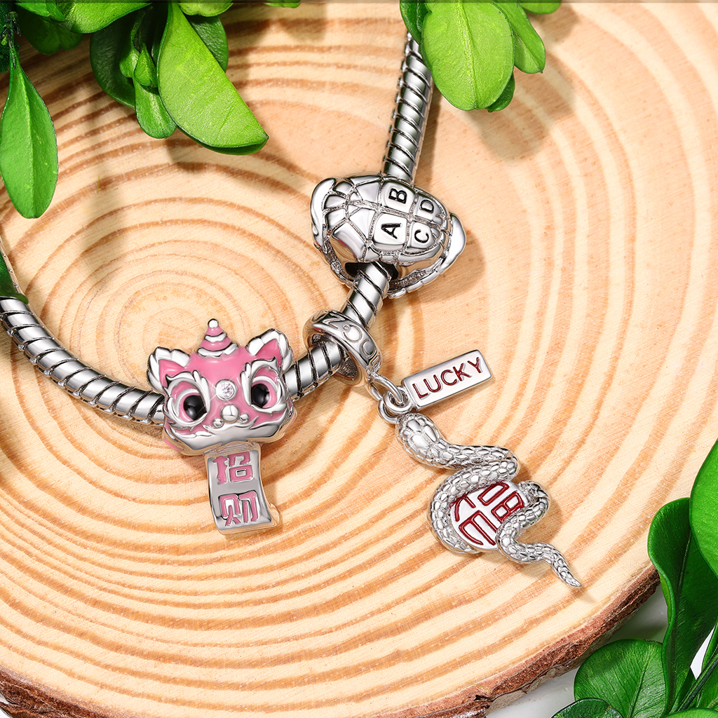 Pink Lion Dance Charm image number 2