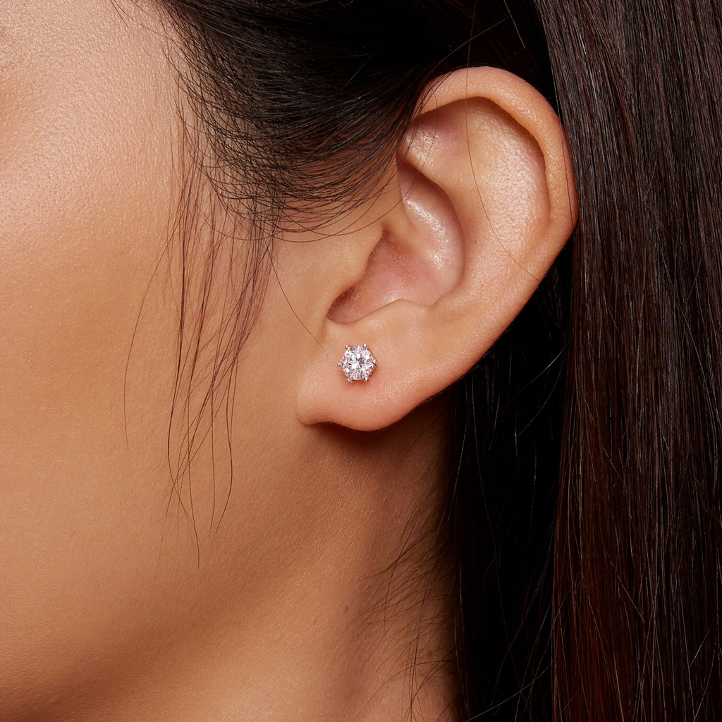 Round Cut VVS Moissanite Stud Earrings image number 5