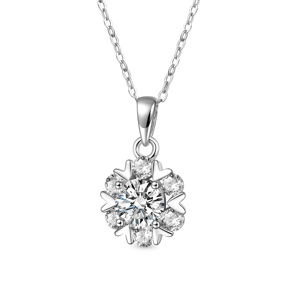 1Ct VVS Moissanite Snowflake Necklace image number 0