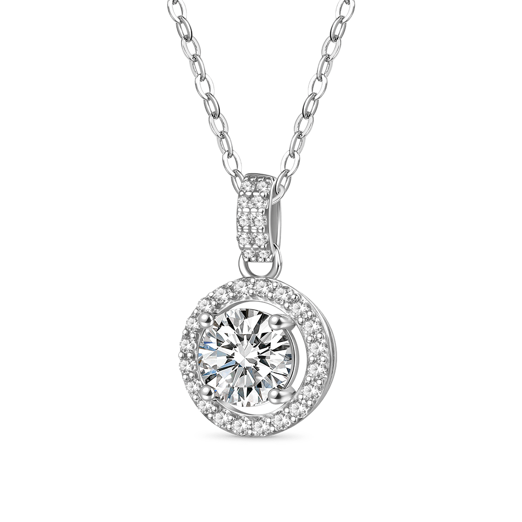 Round Cut Rubover VVS Moissanite Necklace image number 0