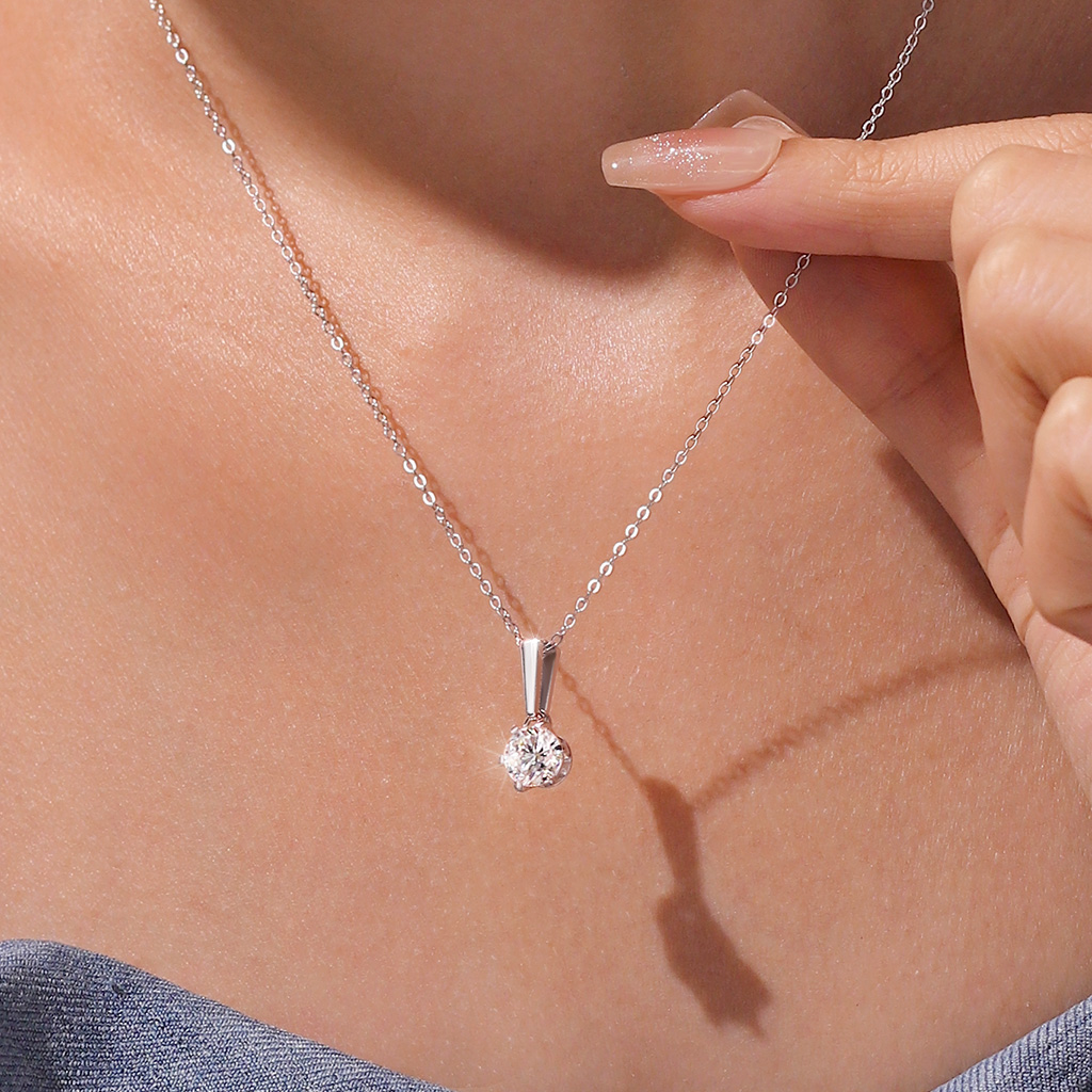 Classic 1ct Moissanite Solitaire Necklace image number 4