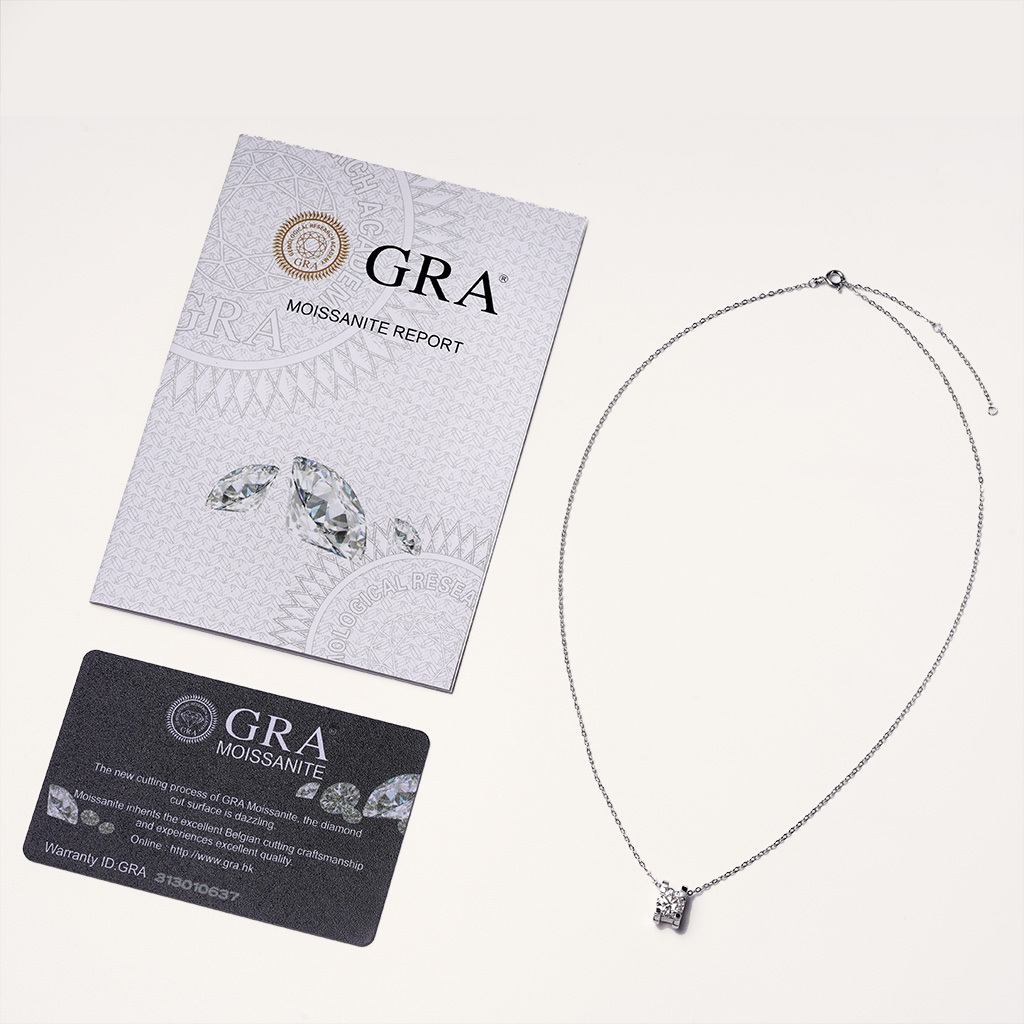Shiny 3CT Moissanite Solitaire Necklace image number 2