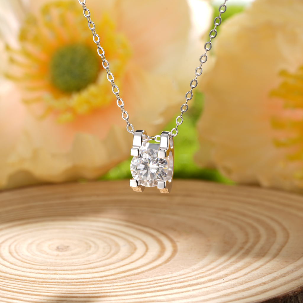 Shiny 3CT Moissanite Solitaire Necklace image number 3