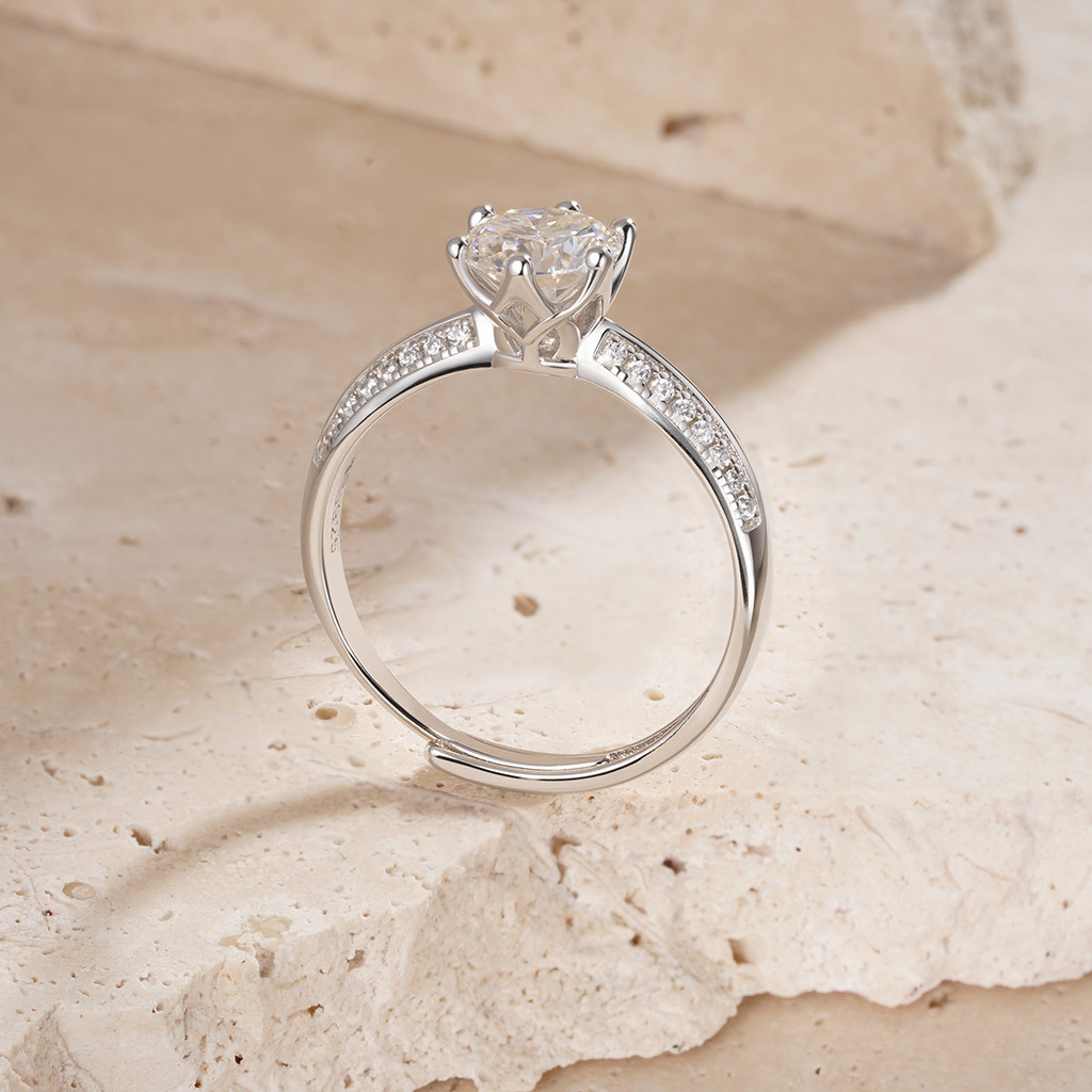 1ct VVS Moissanite Cathedral Ring image number 2