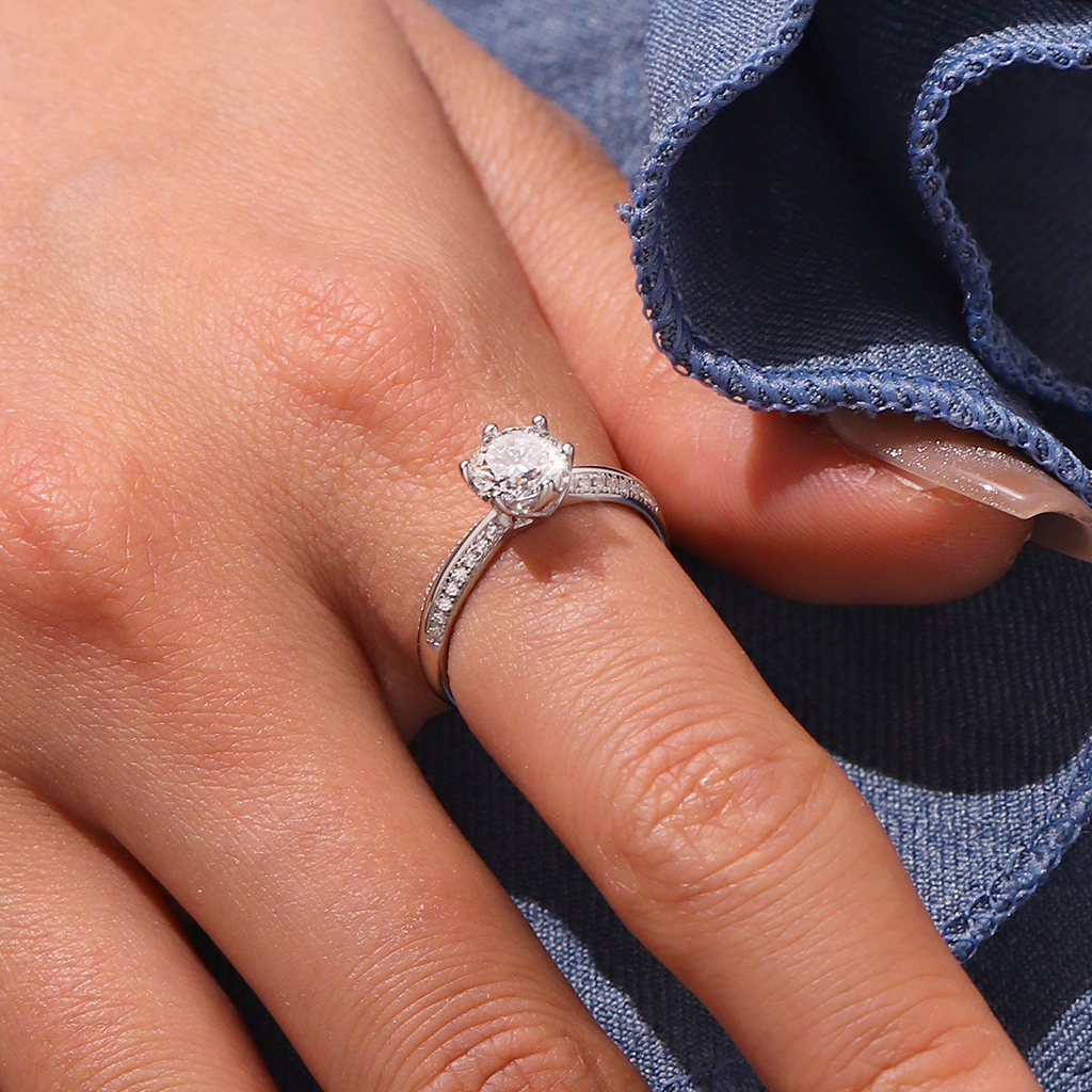 1ct VVS Moissanite Cathedral Ring image number 5
