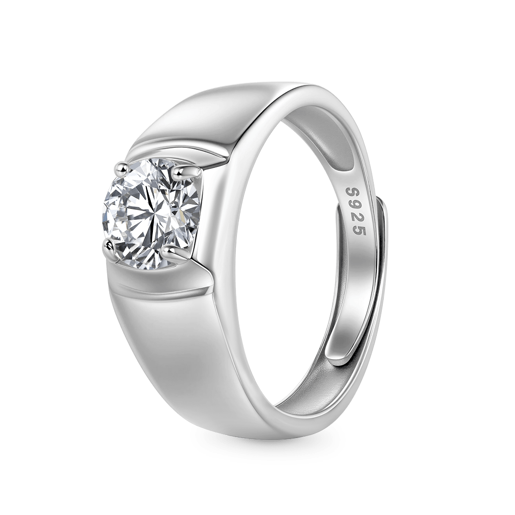 Brilliant 1Ct Moissanite Solitaire Men Ring image number 1