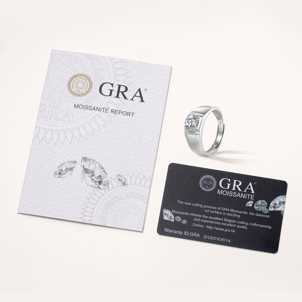 Brilliant 1Ct Moissanite Solitaire Men Ring image number 2