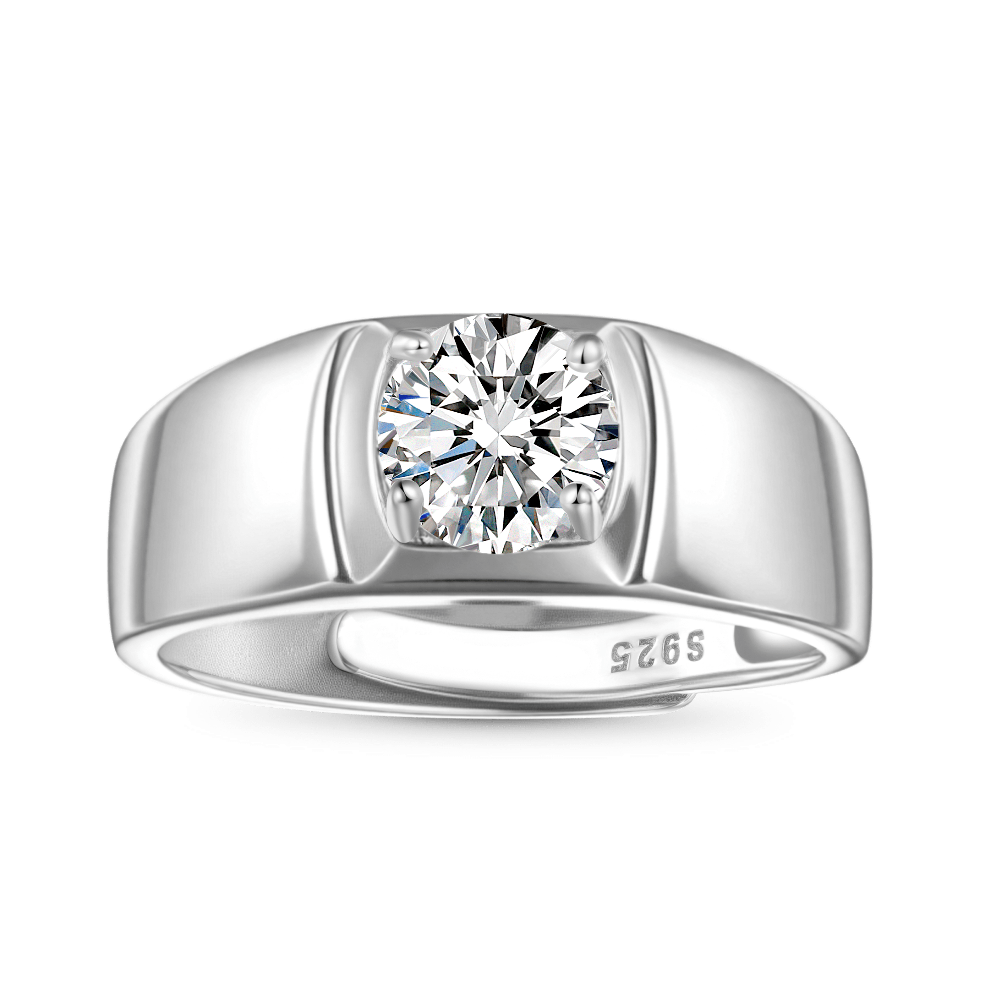 Brilliant 1Ct Moissanite Solitaire Men Ring image number 0