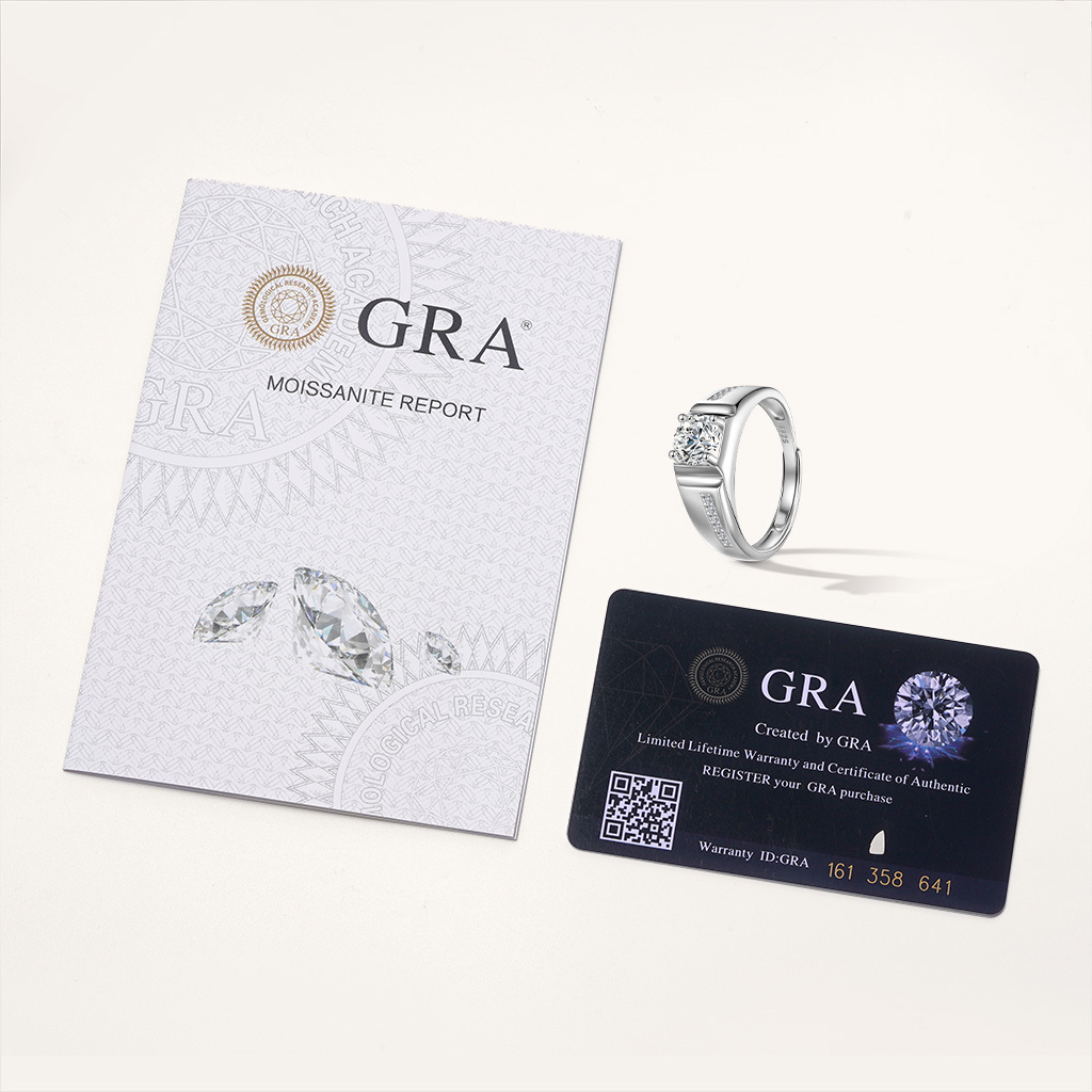 Luxury 1Ct Moissanite Men Wedding Ring image number 2