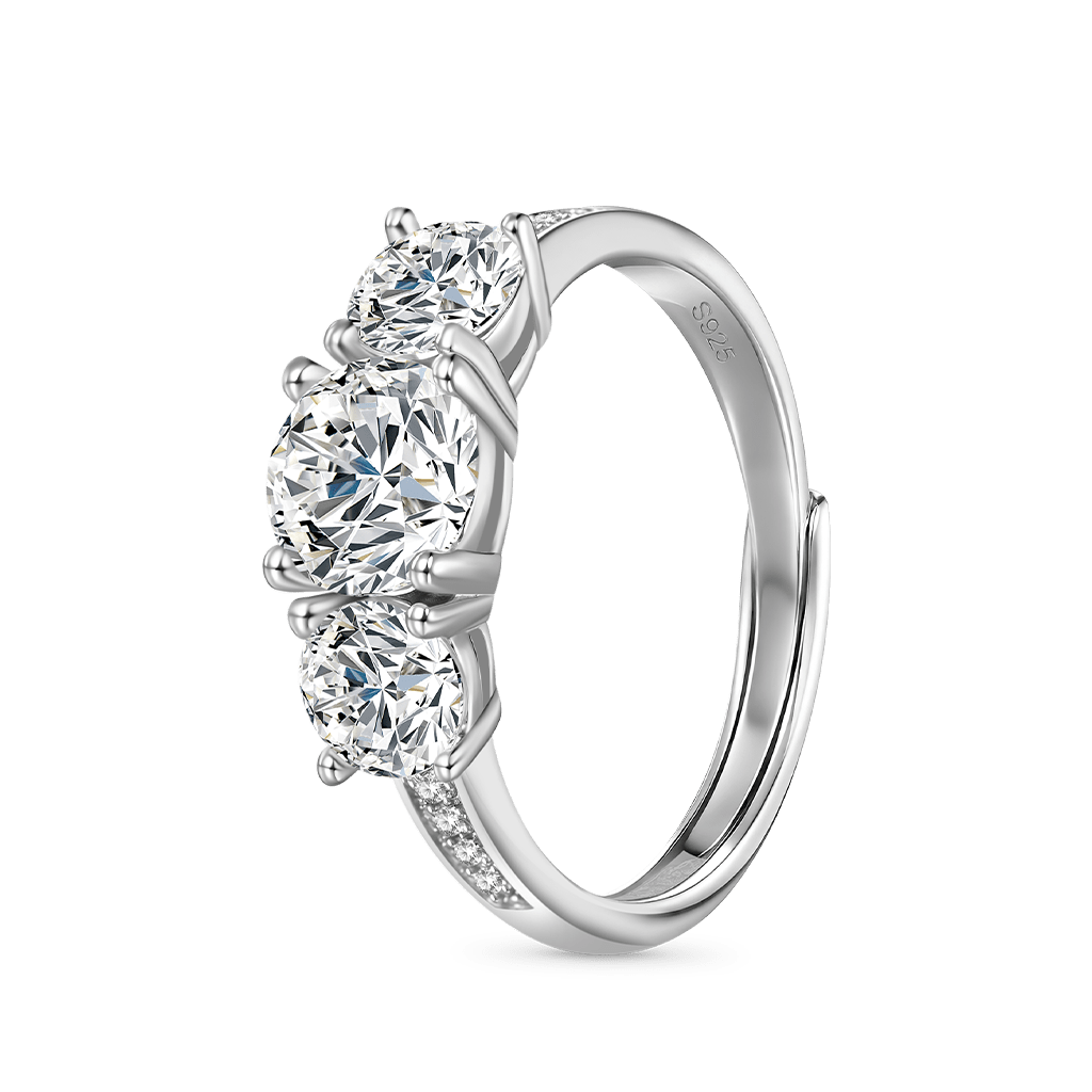 0.7 Ct VVS Moissanite Three-Stone Ring image number 1