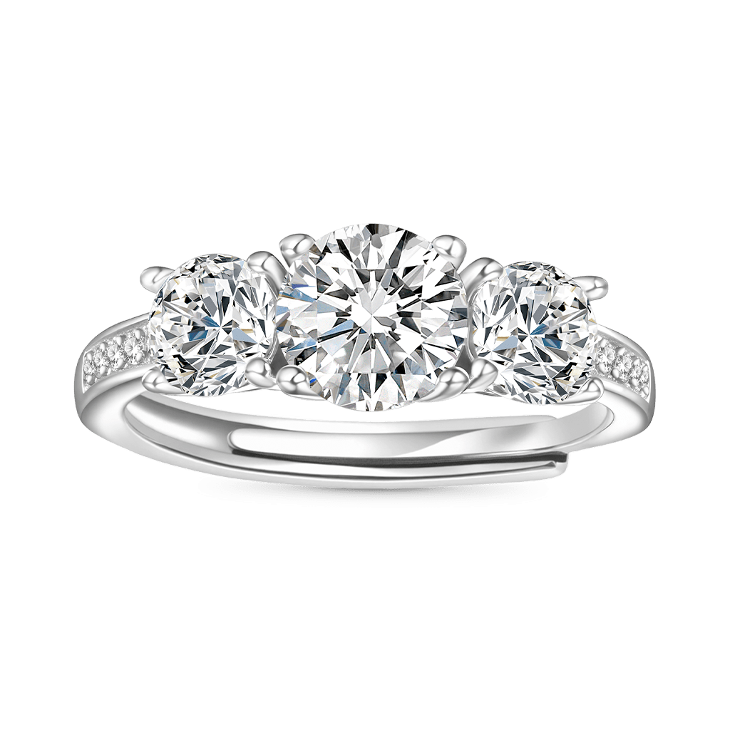 0.7 Ct VVS Moissanite Three-Stone Ring image number 0