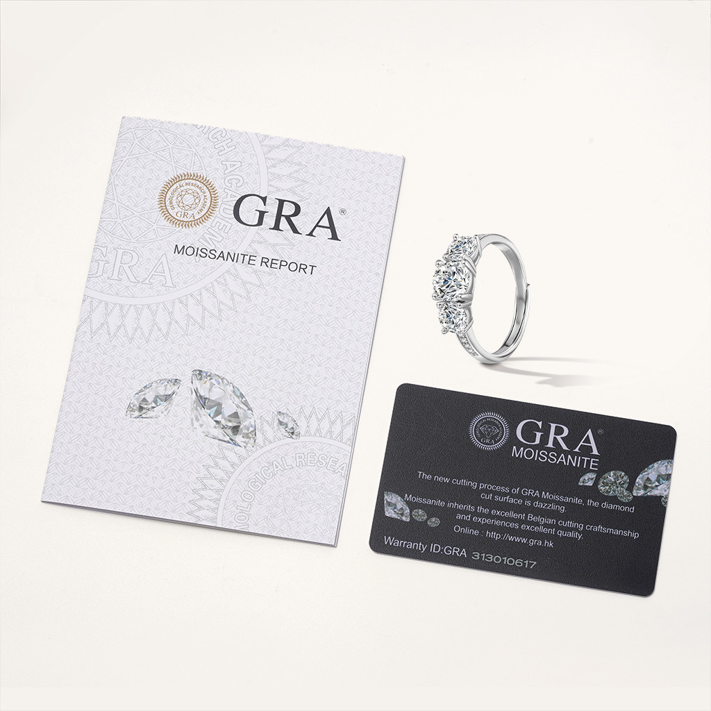 0.7 Ct VVS Moissanite Three-Stone Ring image number 2