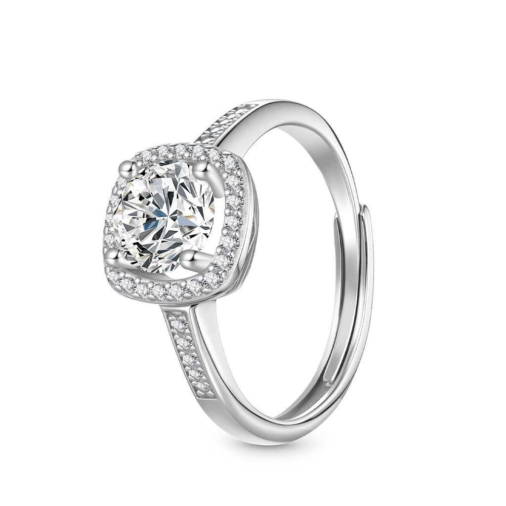 Classic Halo VVS Moissanite Engagement Ring image number 1