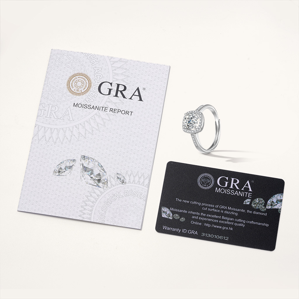 Classic Halo VVS Moissanite Engagement Ring image number 3