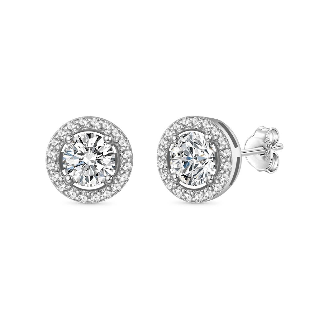 Round Cut Rubover Moissanite Earrings image number 0