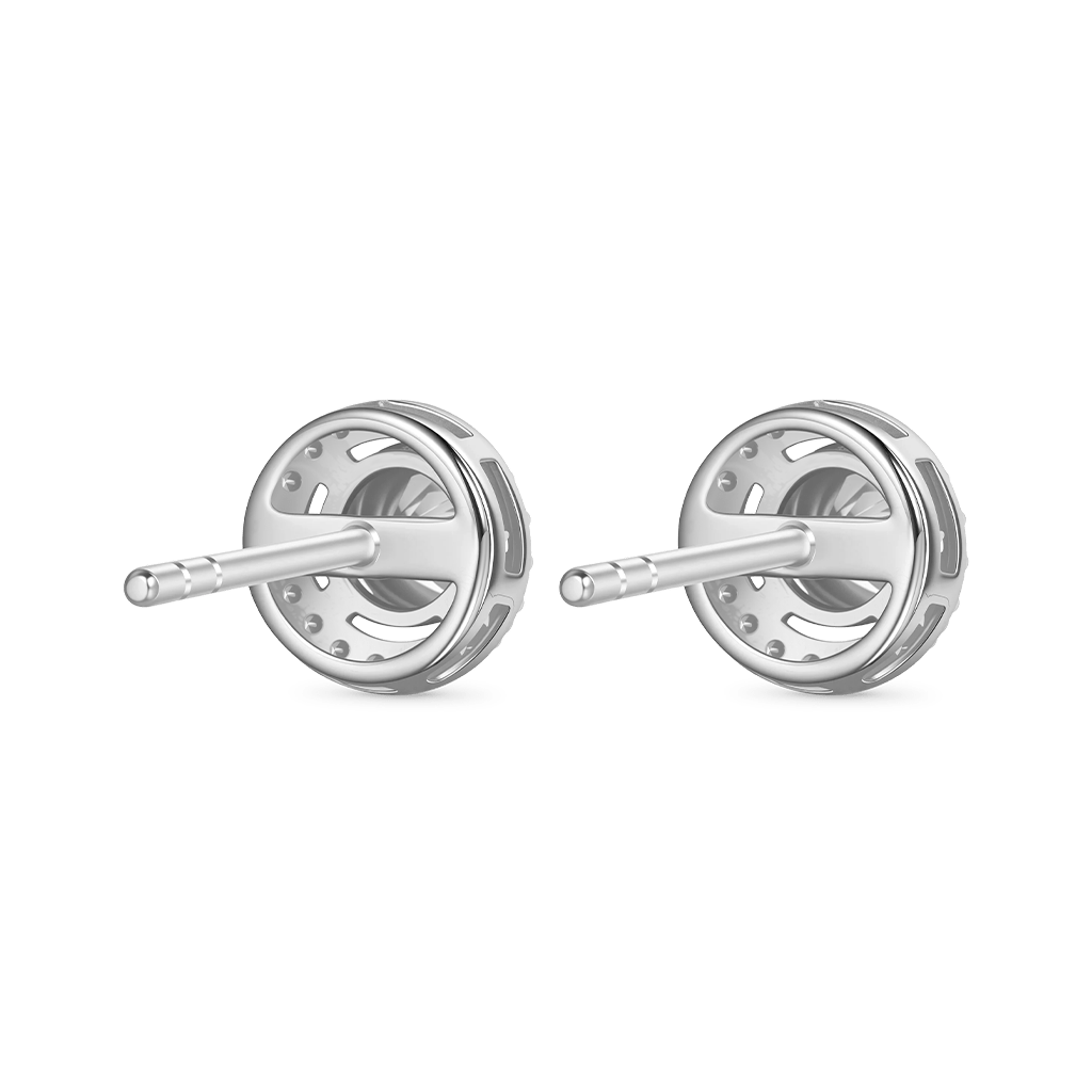 Round Cut Rubover Moissanite Earrings image number 1