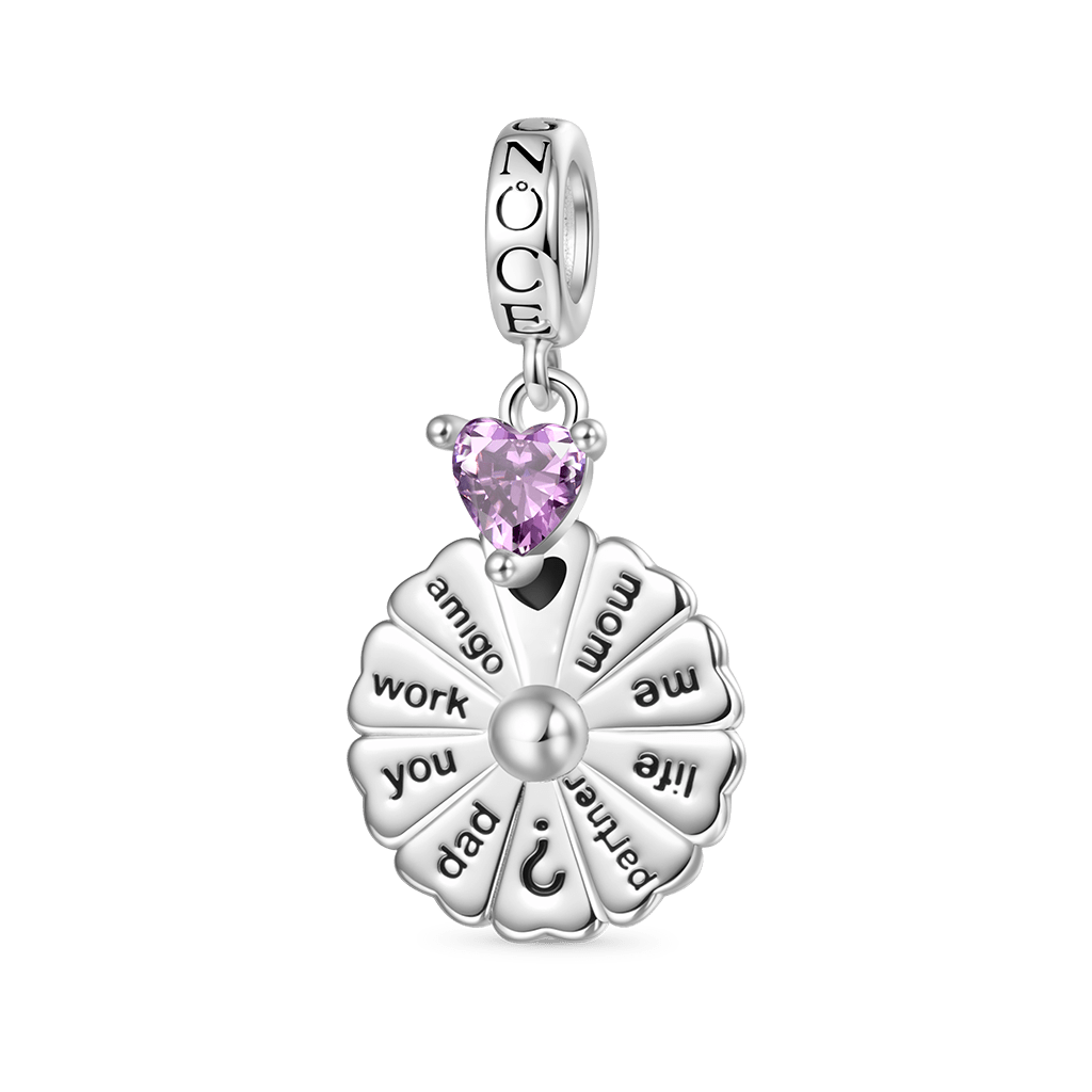 Spinning Turntable Inlaid with Birthstone Pendant image number 1