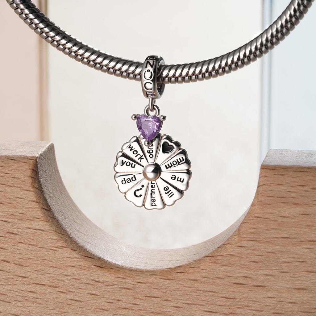 Spinning Turntable Inlaid with Birthstone Pendant image number 3