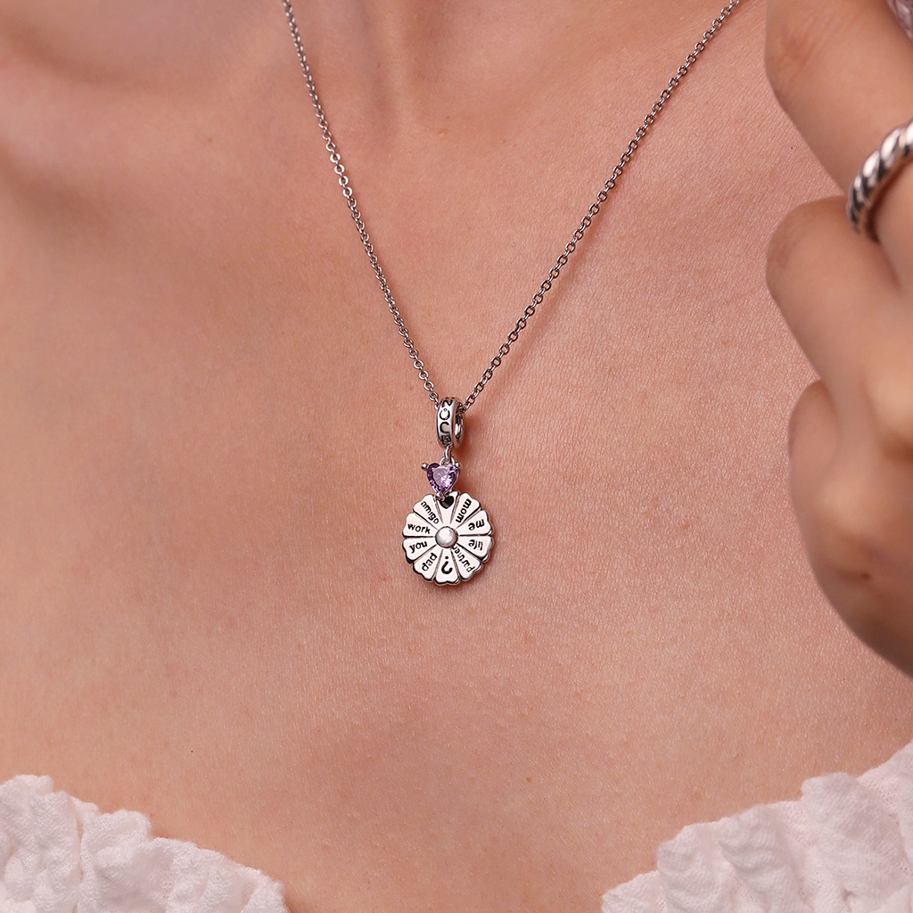 Spinning Turntable Inlaid with Birthstone Pendant image number 5