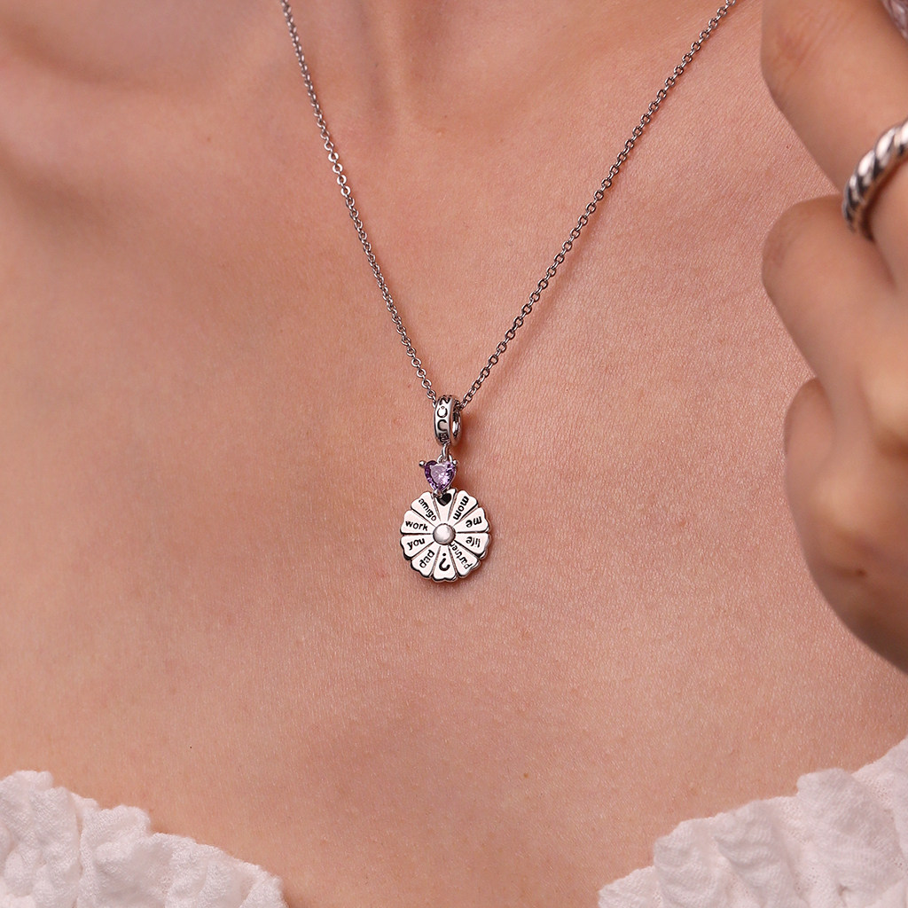 Spinning Turntable Inlaid with Birthstone Pendant image number 5