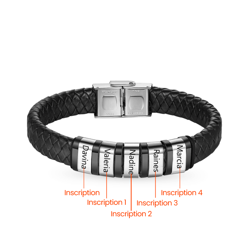 Mens Braided Leather Bracelet image number 1