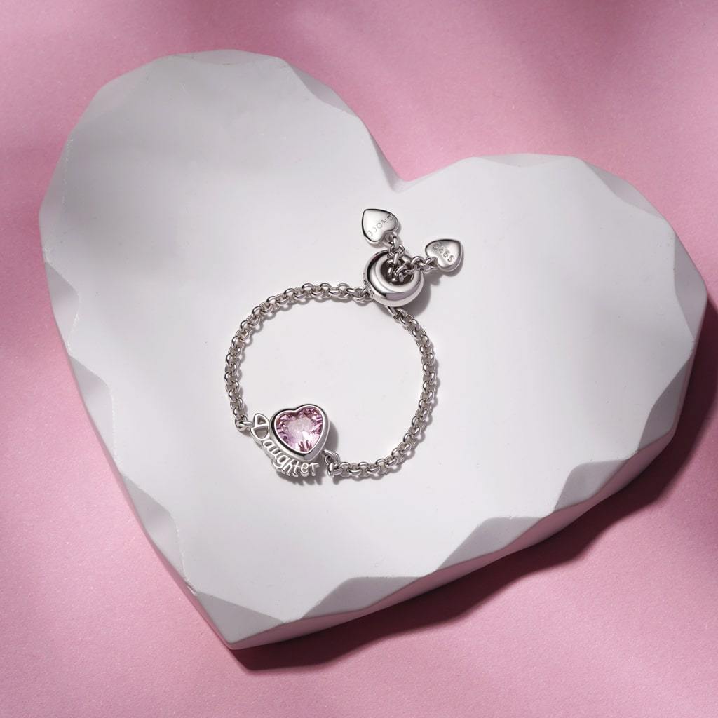 Daughter Heart Adjustable Chain Ring image number 3
