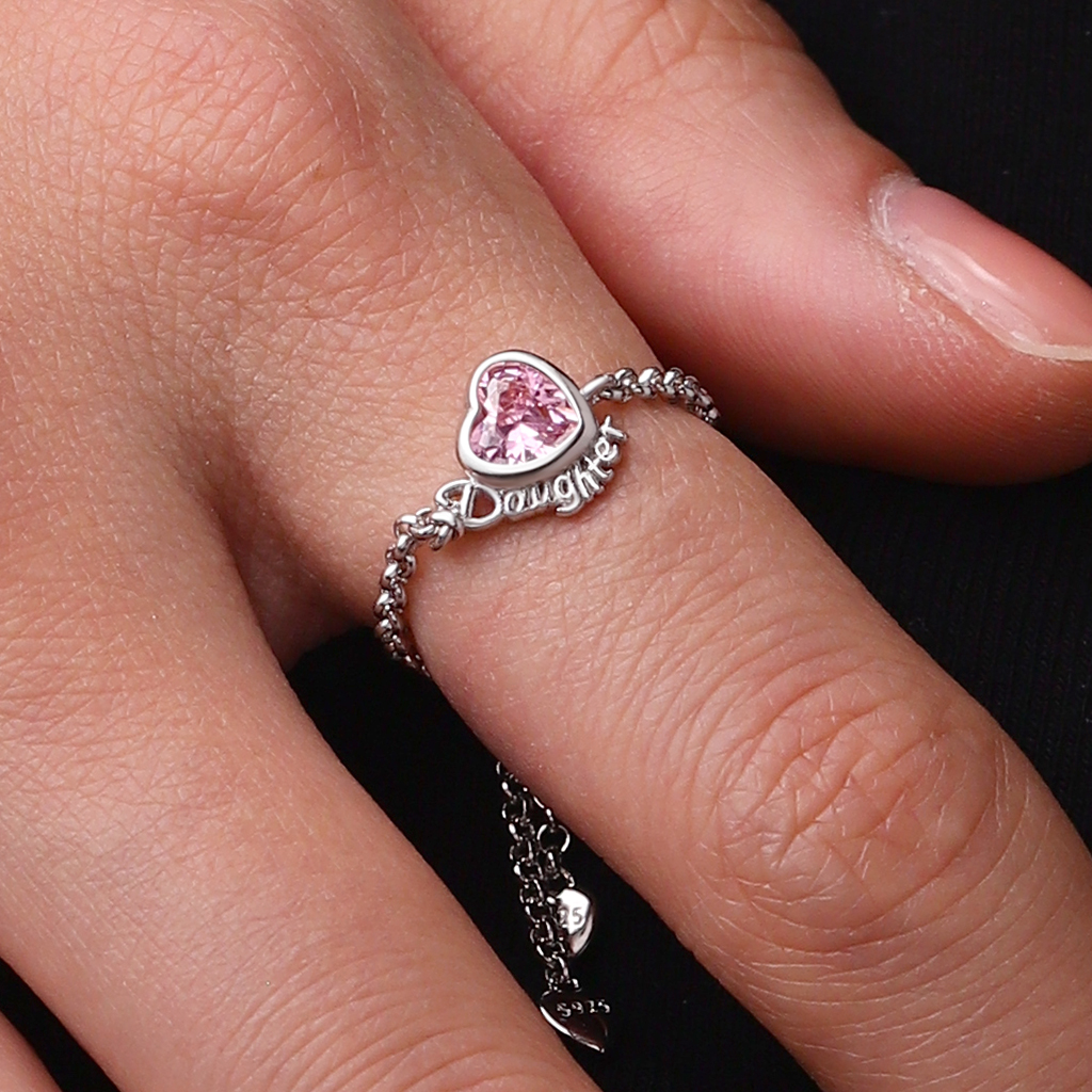 Daughter Heart Adjustable Chain Ring image number 6