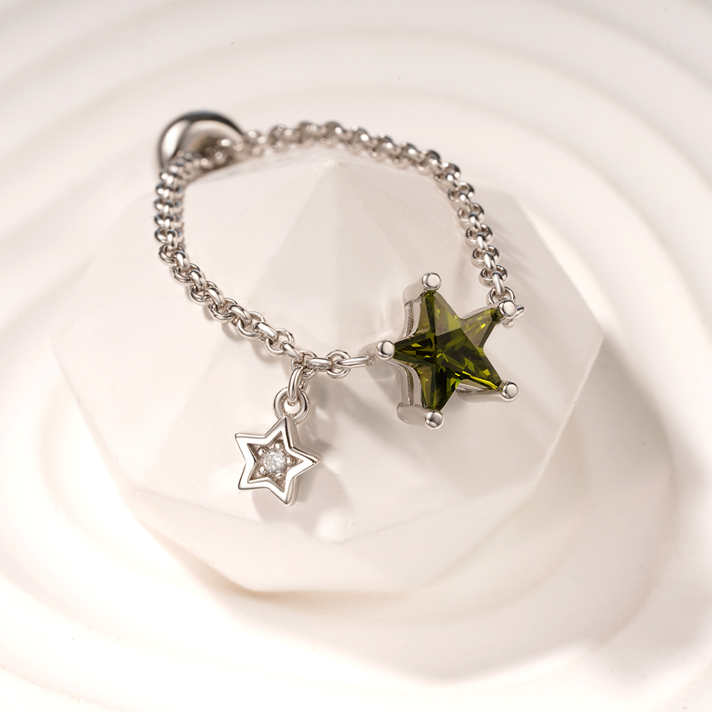 Olive Yellow Star Chain Ring image number 3