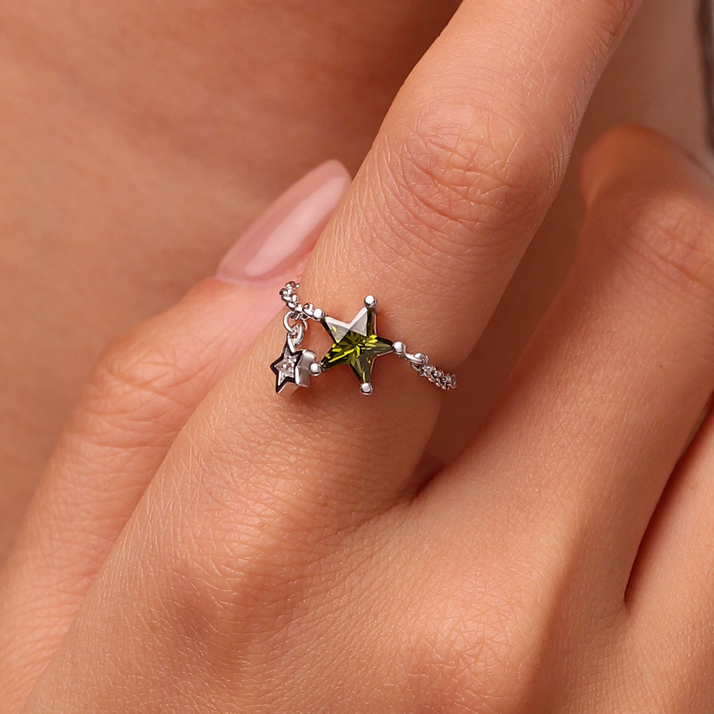 Olive Yellow Star Chain Ring image number 5