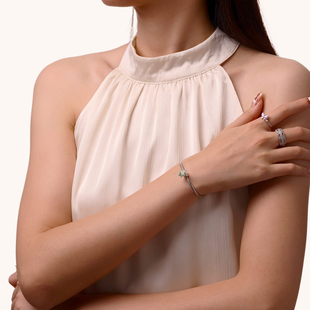 Spring Green Rose Butterfly Charm image number 3