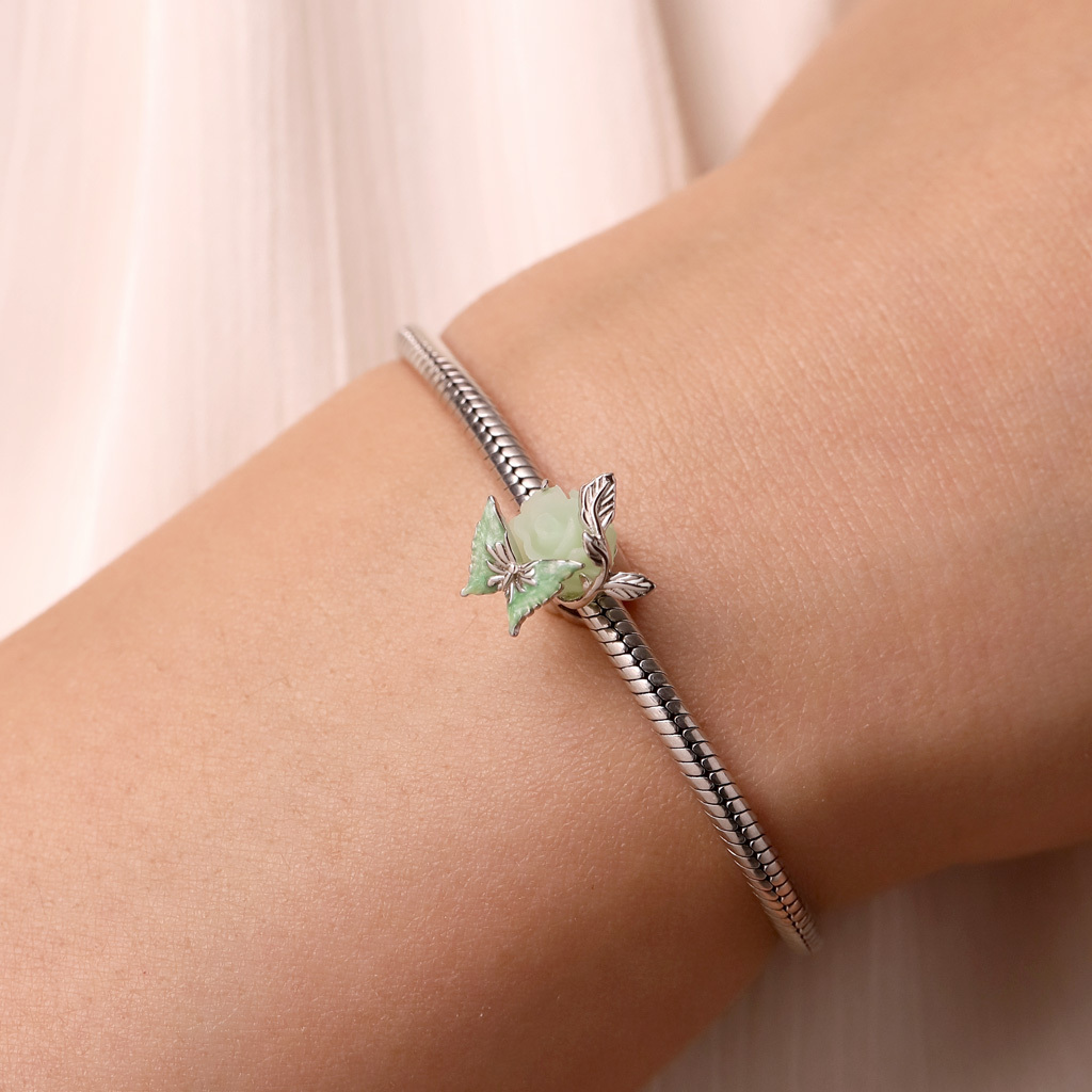 Spring Green Rose Butterfly Charm image number 4