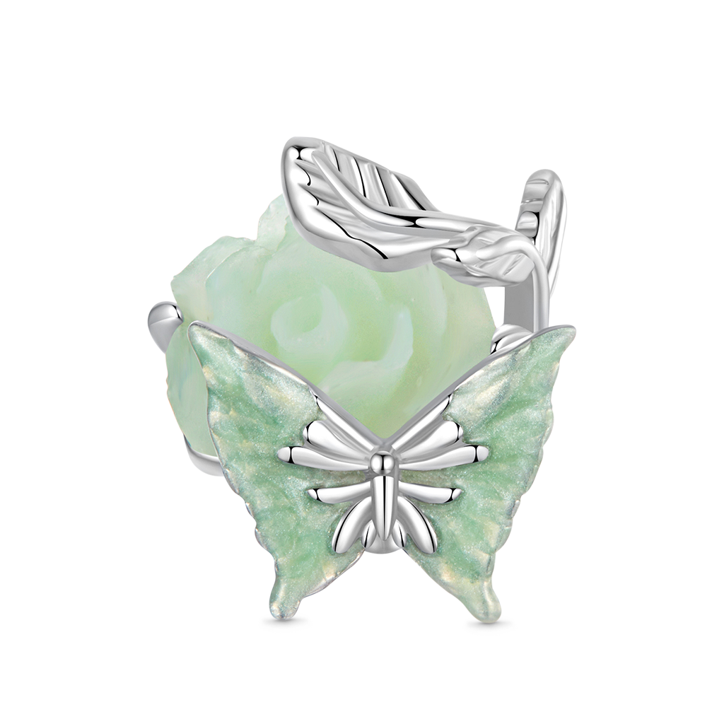 Spring Green Rose Butterfly Charm image number 1