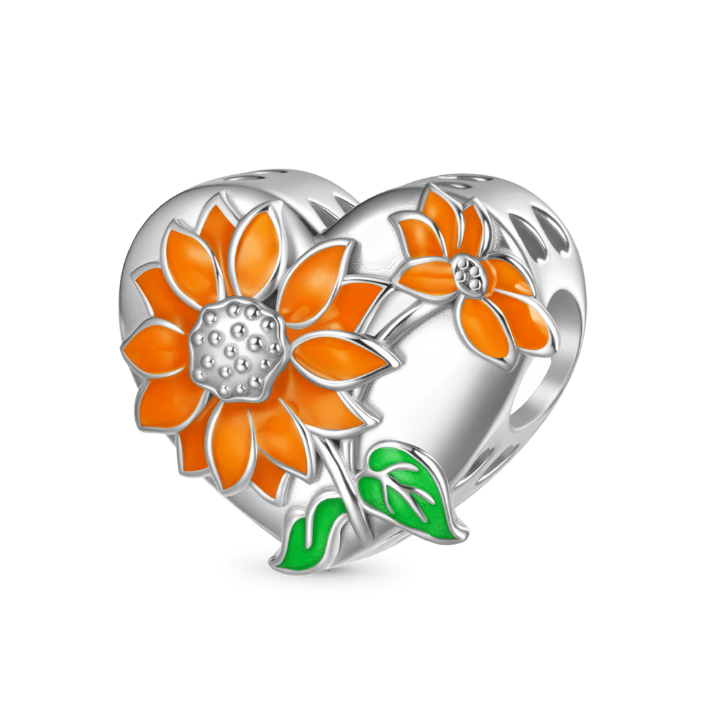 Sunflower Heart Engravable Charm image number 1