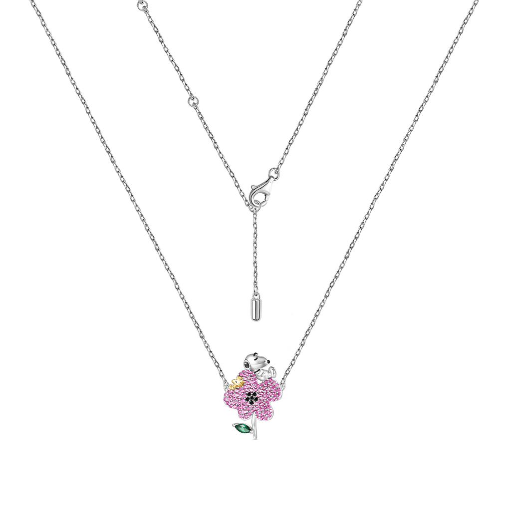Snoopy Flower Diamond Necklace image number 2
