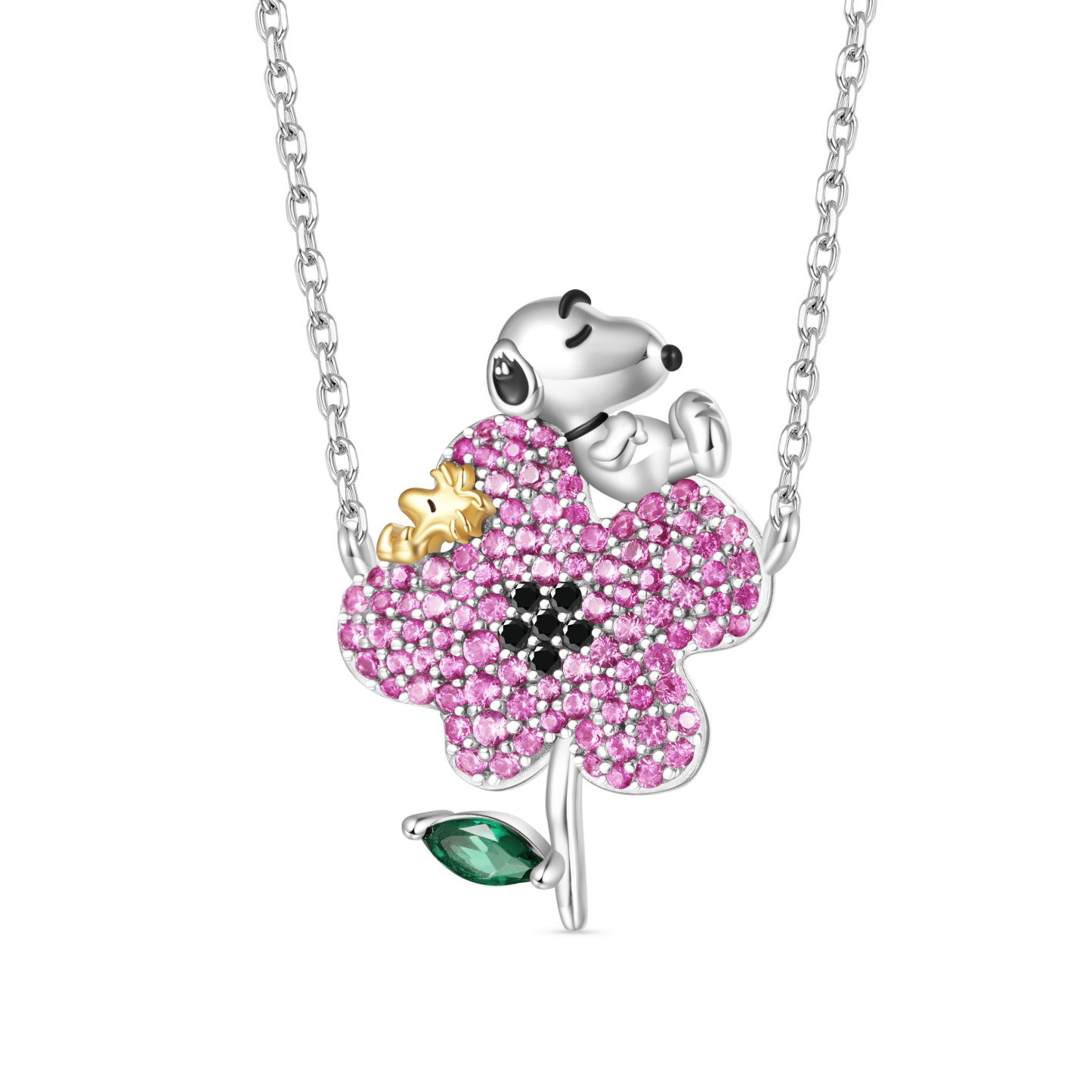 Snoopy Flower Diamond Necklace image number 0