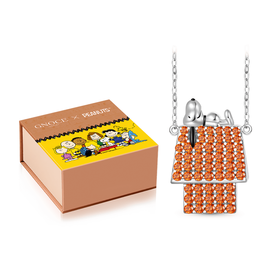 Lying Snoopy Doghouse Diamond Necklace image number 1