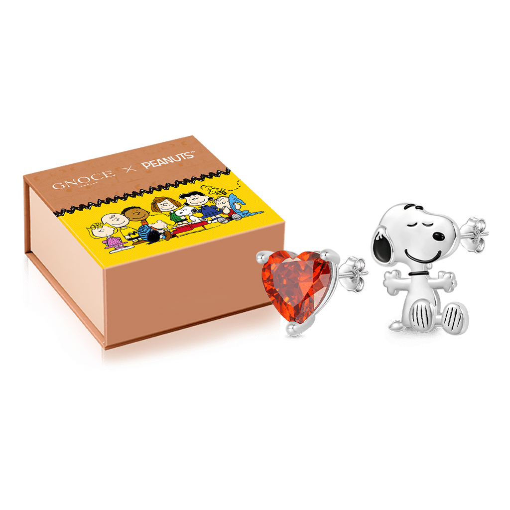 Peanuts Snoopy Heart Stud Earrings image number 1