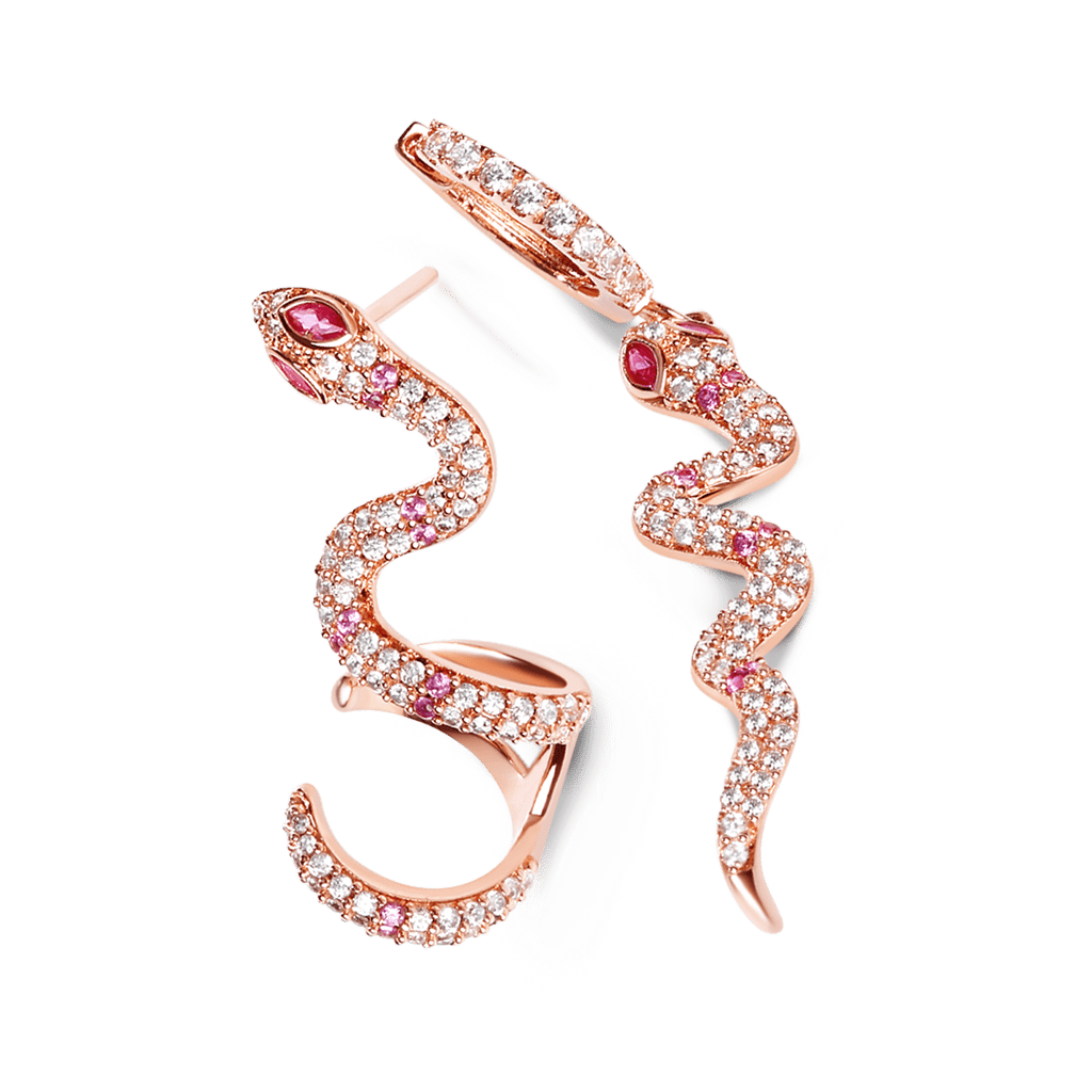 Pink Eyes Snake Earrings image number 0