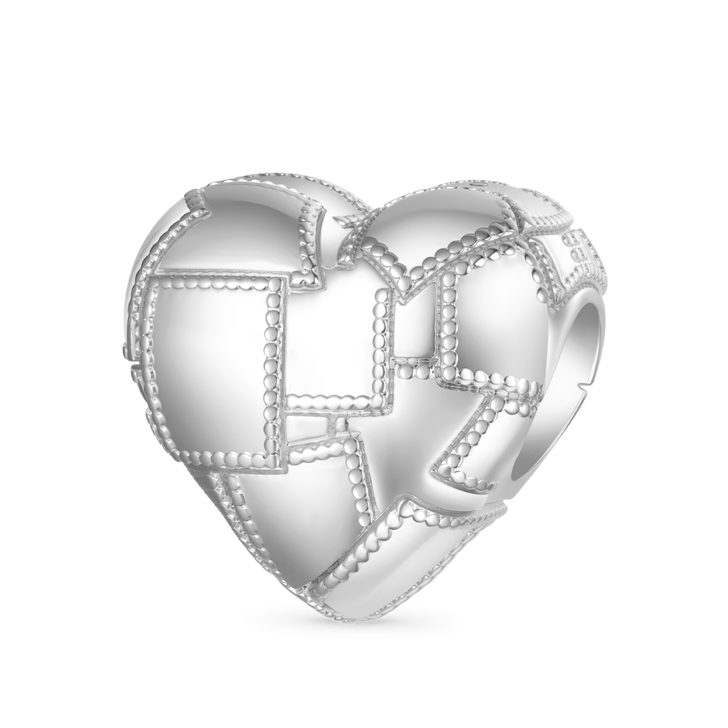 Metallic Silver Texture Heart Charm image number 0