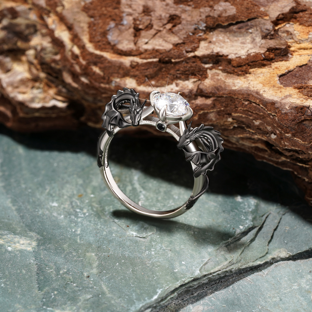Black Dragon Embrace Diamond Ring image number 2