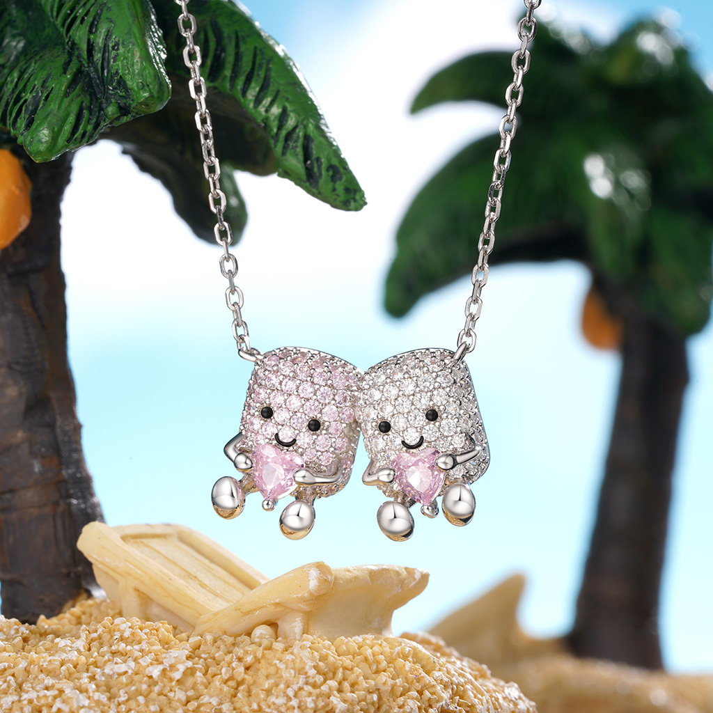 Pair of Marshmallows Diamonds Necklace image number 2