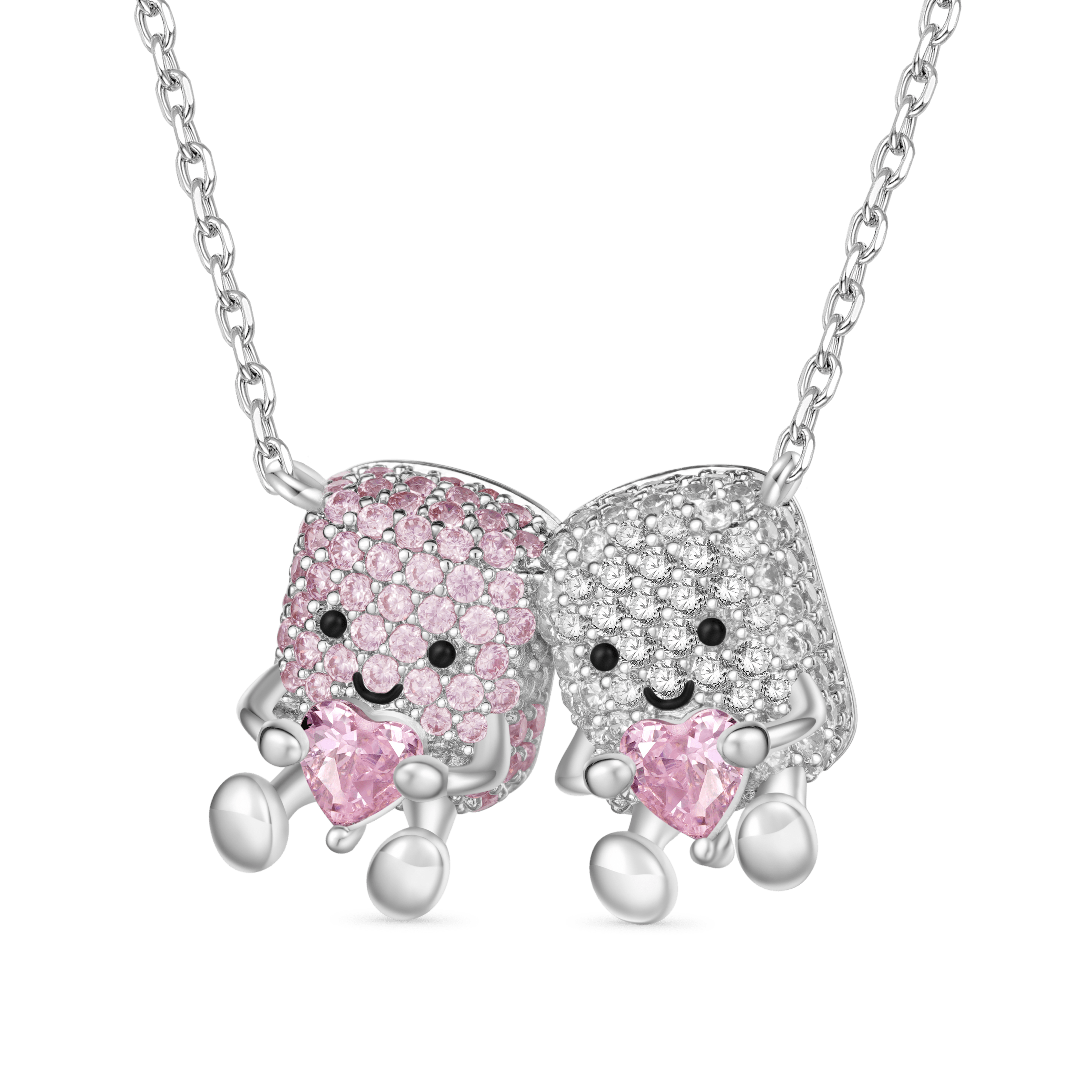 Pair of Marshmallows Diamonds Necklace image number 0