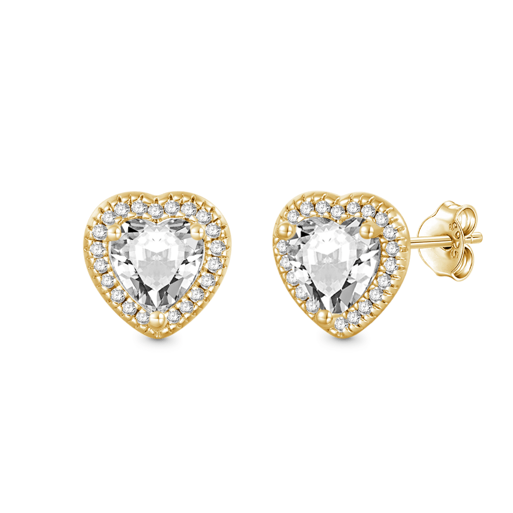 Brilliant Heart Diamond Halo Stud Earrings image number 3